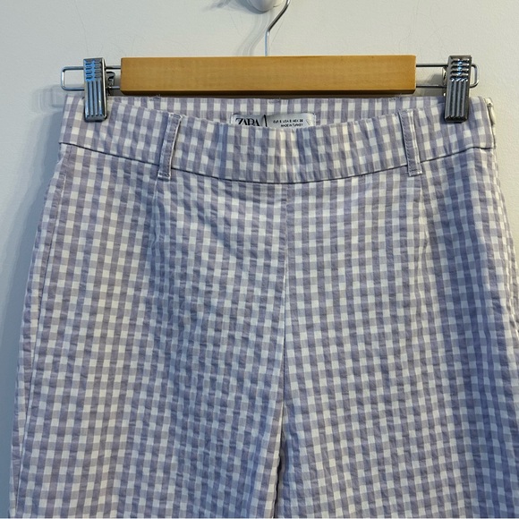 ZARA LILAC GINGHAM TROUSERS - Picture 5 of 11
